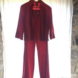 Vintage  Olsen Red Linen Jacket and Pant Set